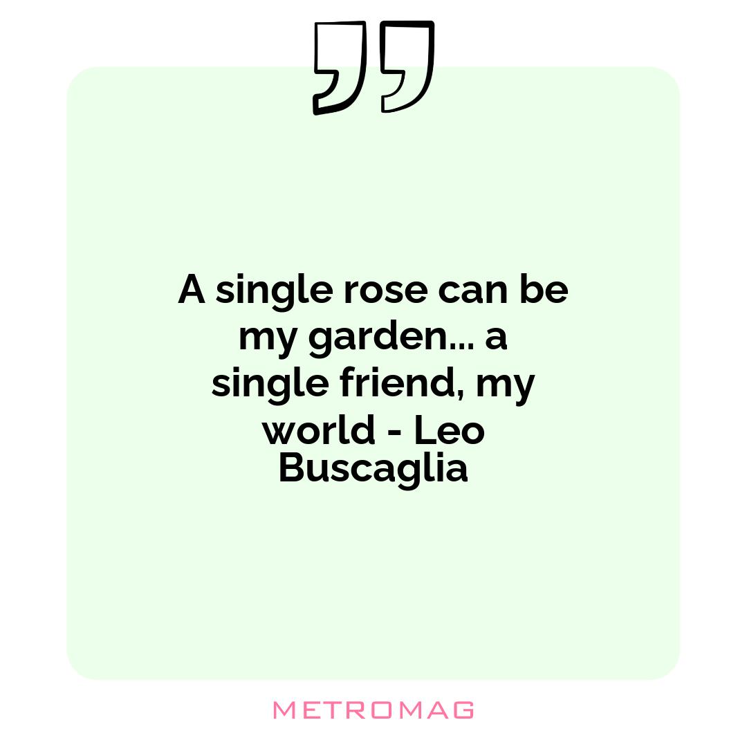 A single rose can be my garden... a single friend, my world - Leo Buscaglia