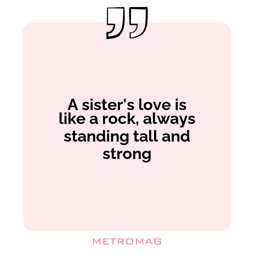 A sister's love is like a rock, always standing tall and strong