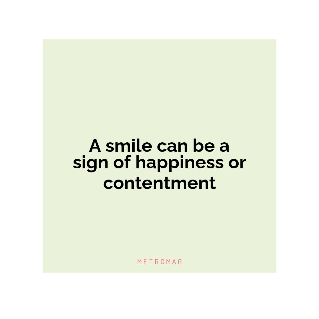 A smile can be a sign of happiness or contentment