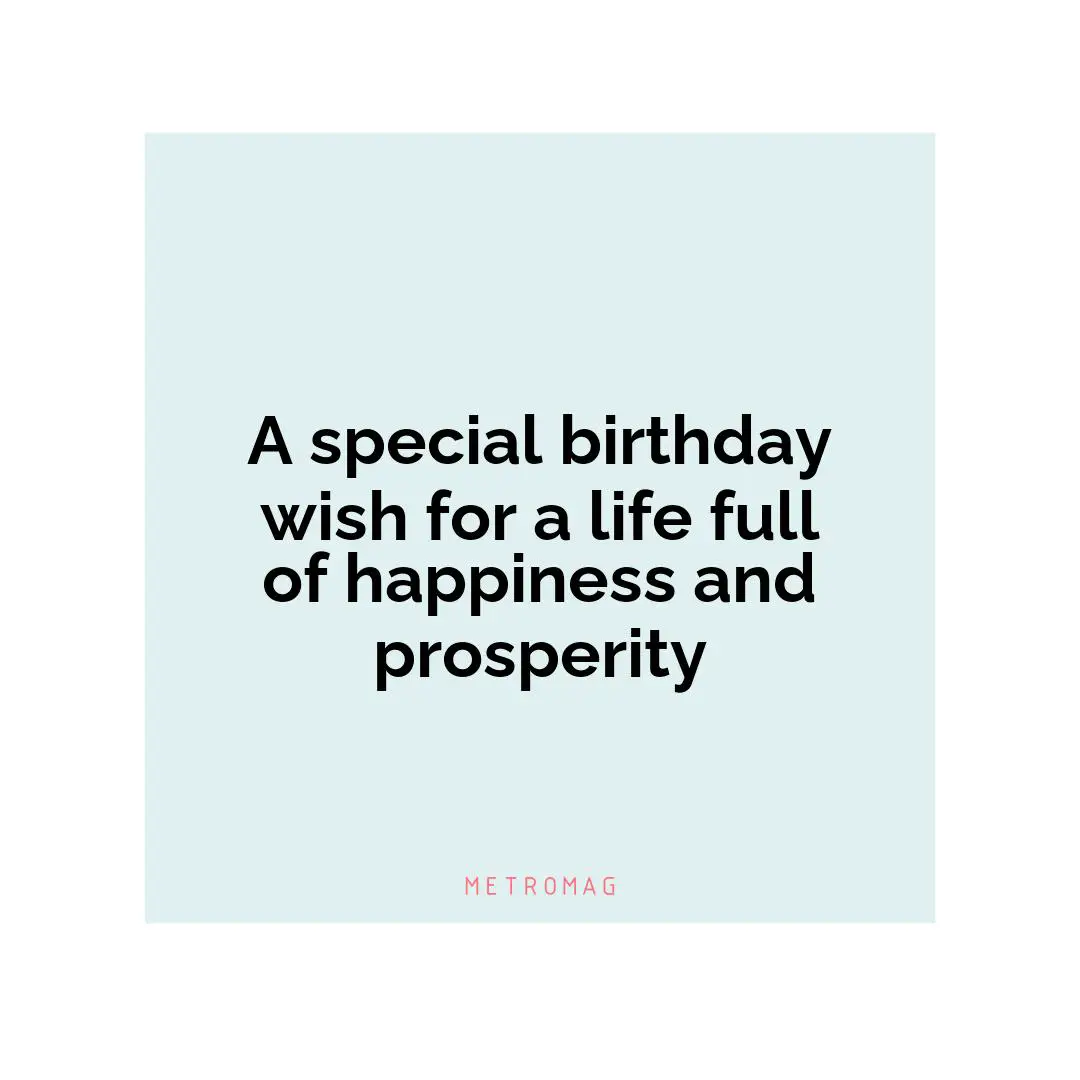 A special birthday wish for a life full of happiness and prosperity