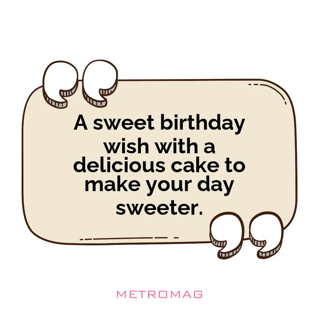 A sweet birthday wish with a delicious cake to make your day sweeter.