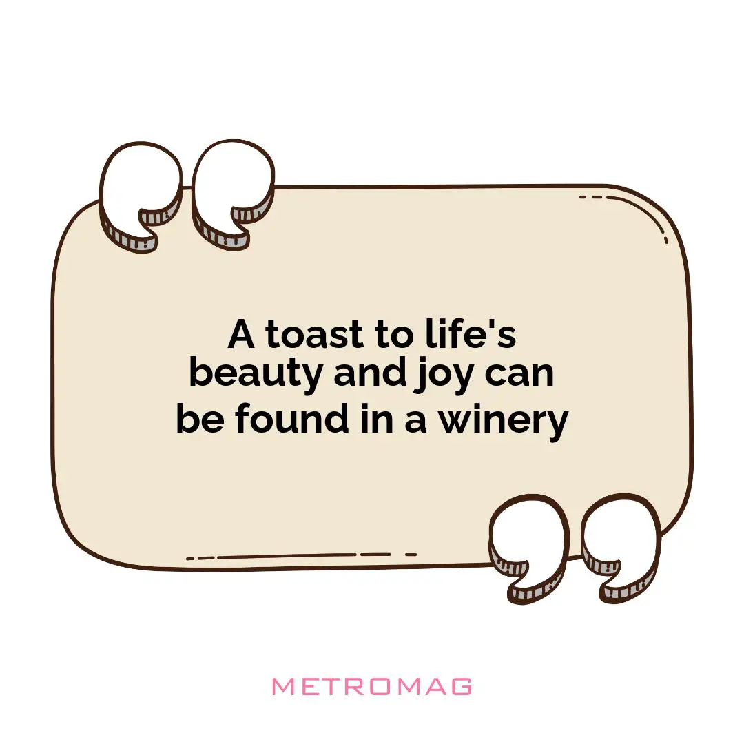 A toast to life's beauty and joy can be found in a winery