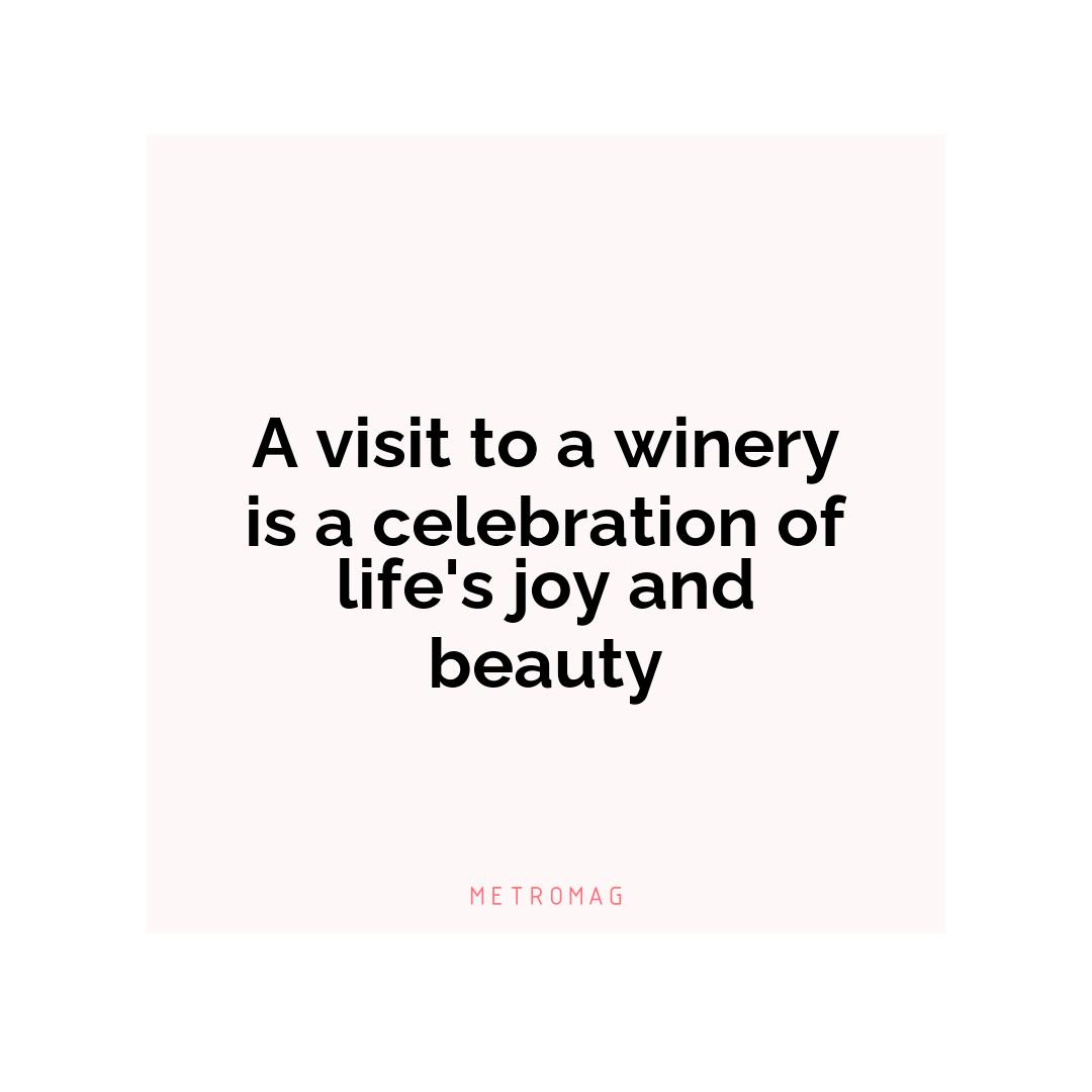 A visit to a winery is a celebration of life's joy and beauty