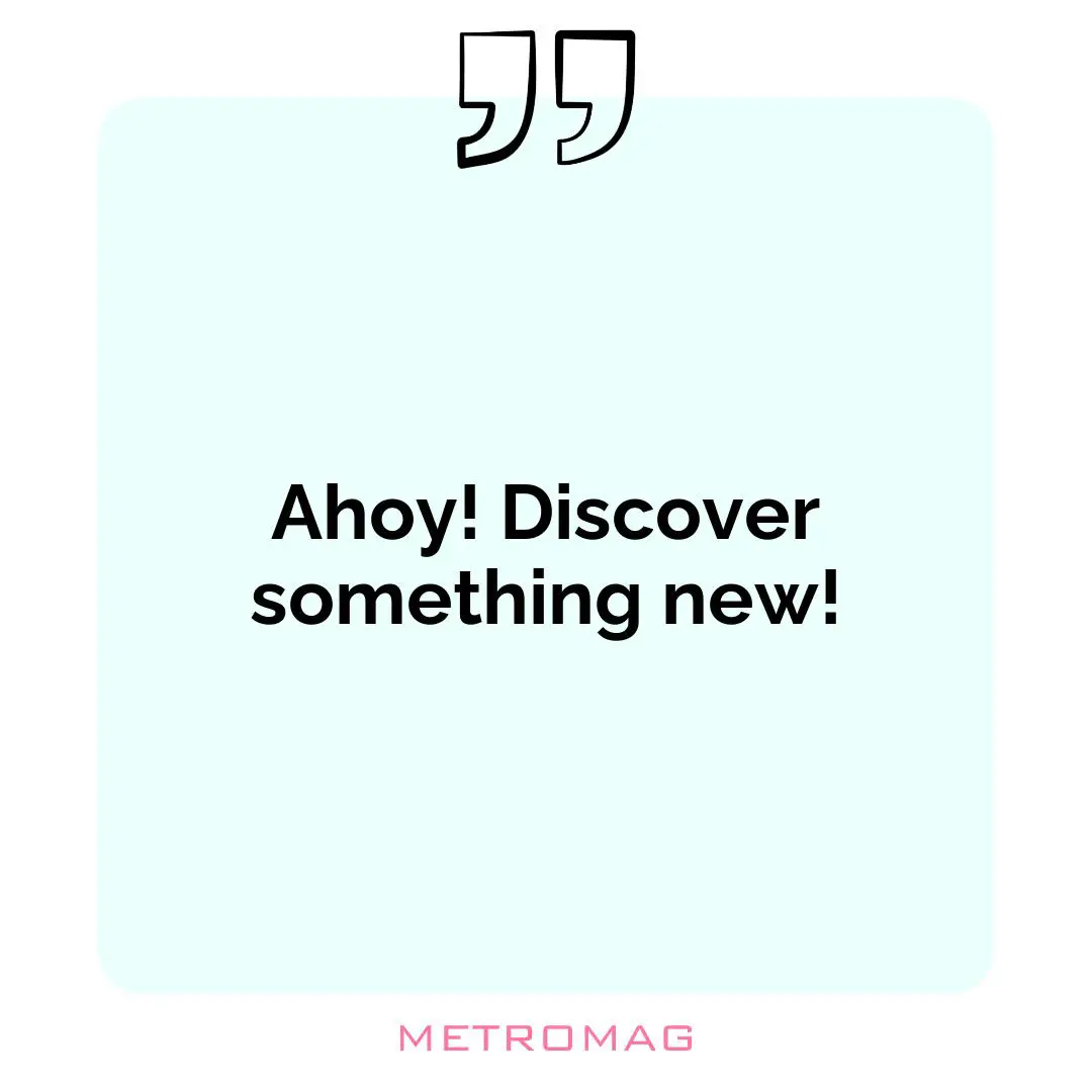 Ahoy! Discover something new!