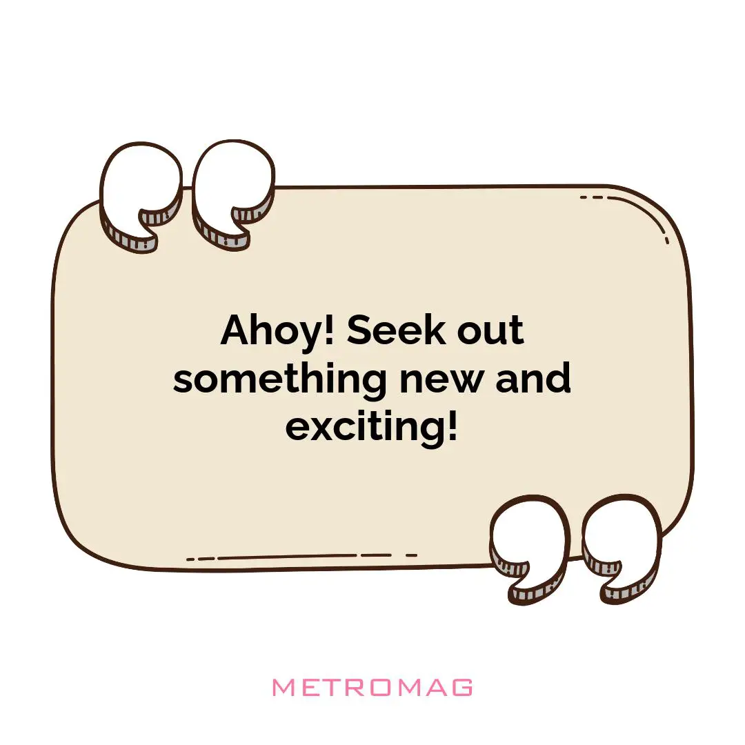 Ahoy! Seek out something new and exciting!