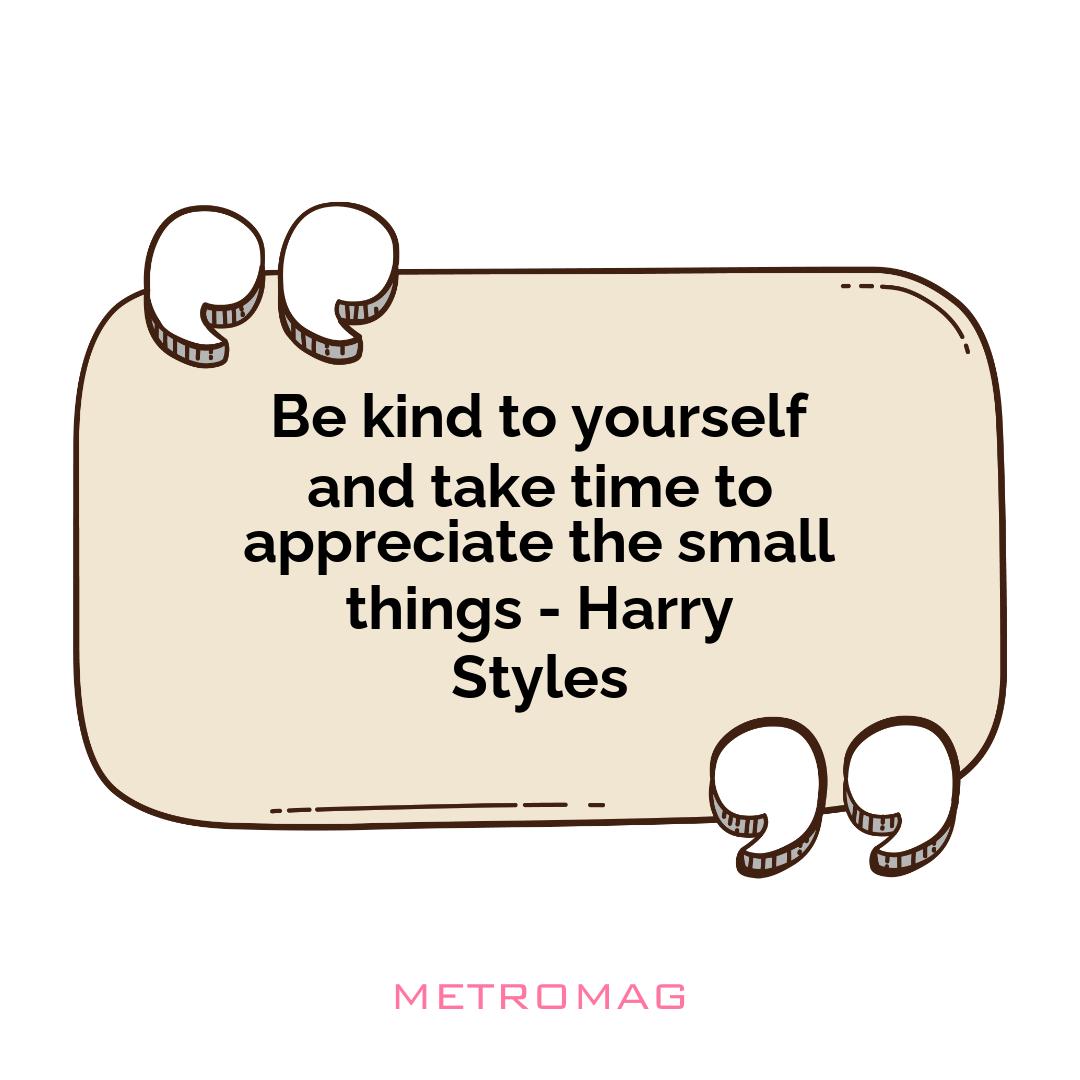 Be kind to yourself and take time to appreciate the small things - Harry Styles
