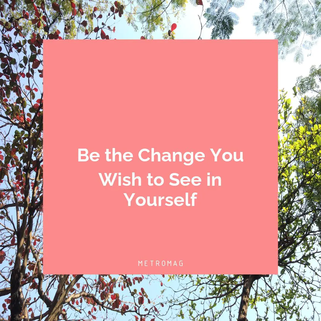 Be the Change You Wish to See in Yourself