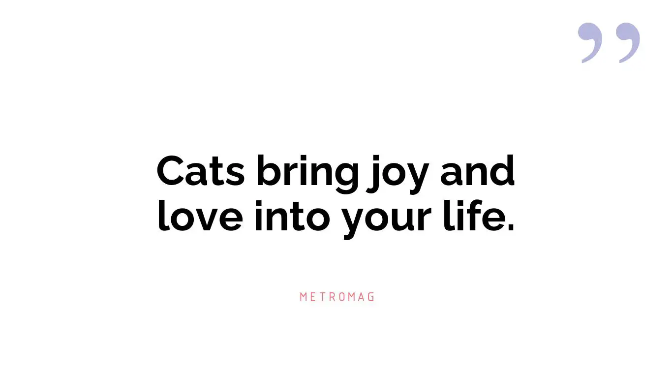 Cats bring joy and love into your life.
