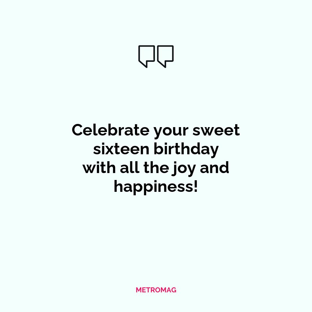 Celebrate your sweet sixteen birthday with all the joy and happiness!