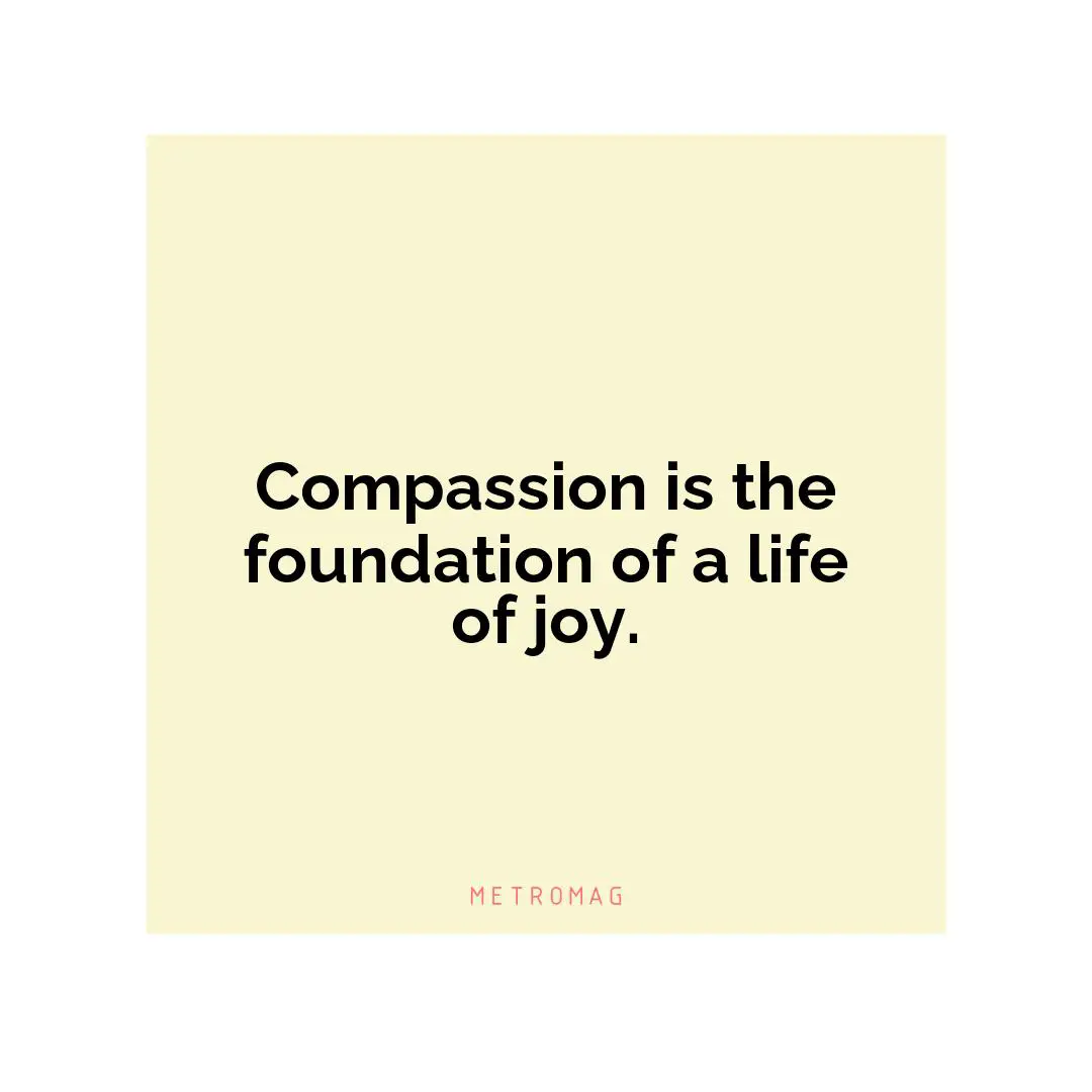 Compassion is the foundation of a life of joy.