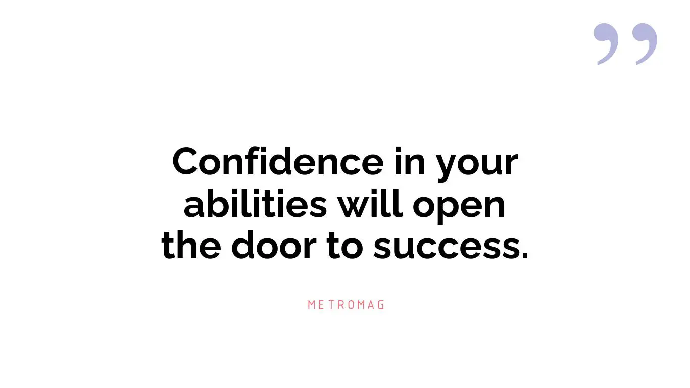Confidence in your abilities will open the door to success.