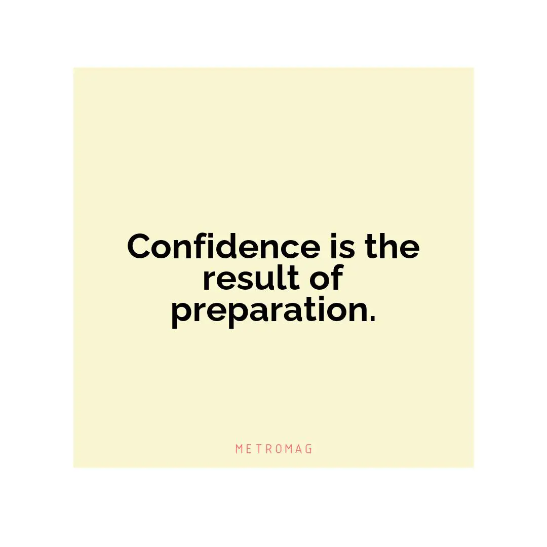 Confidence is the result of preparation.
