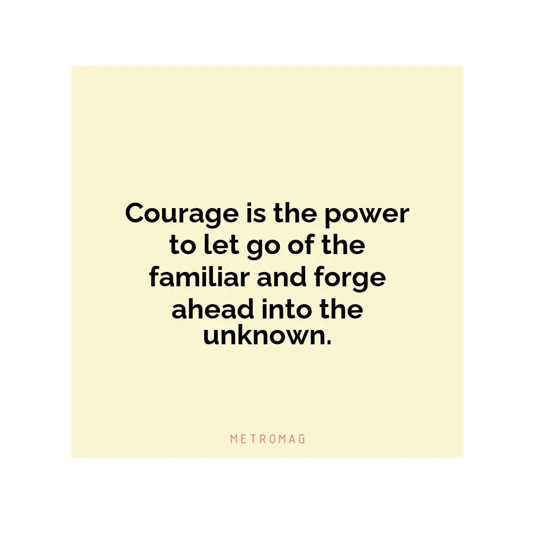 Courage is the power to let go of the familiar and forge ahead into the unknown.