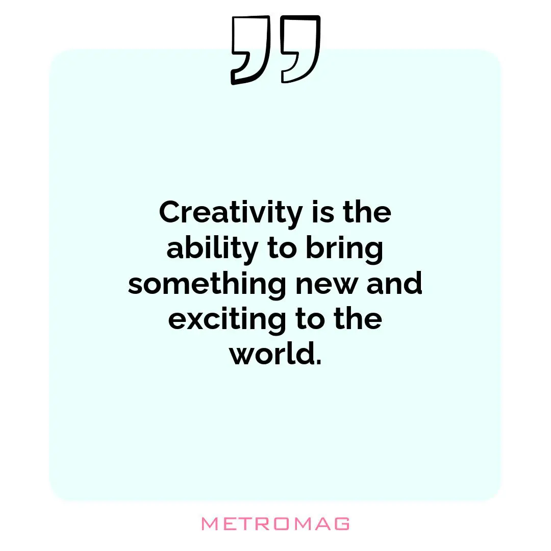 Creativity is the ability to bring something new and exciting to the world.