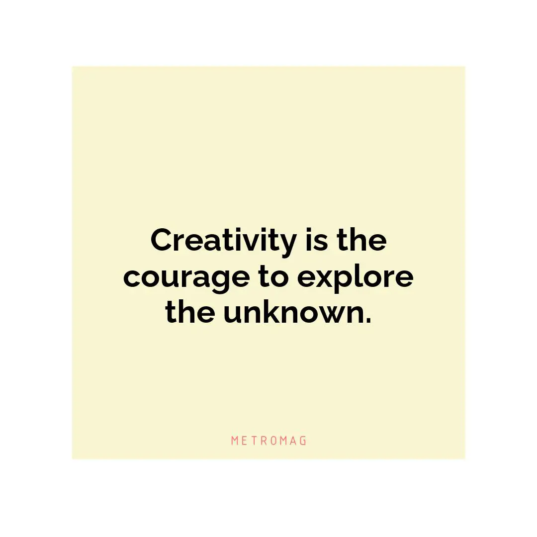 Creativity is the courage to explore the unknown.