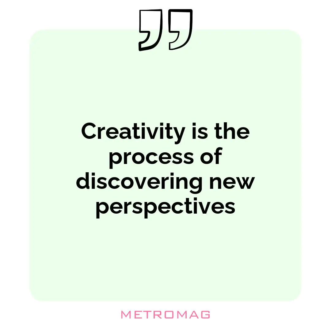 Creativity is the process of discovering new perspectives