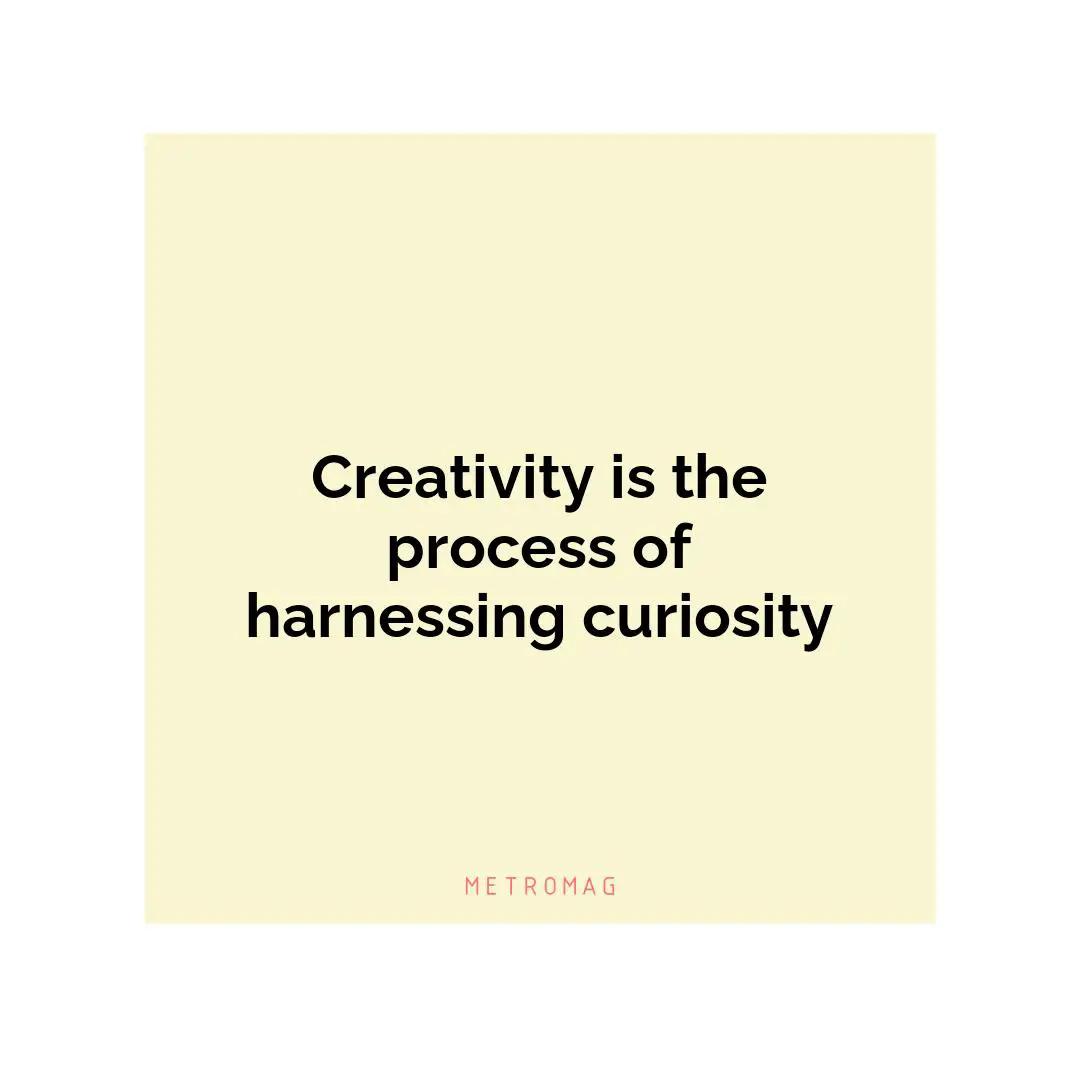 Creativity is the process of harnessing curiosity