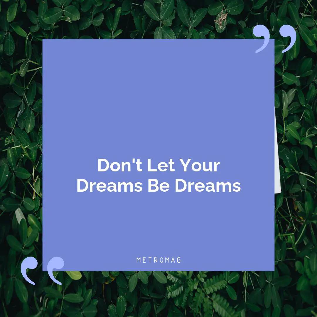 Don't Let Your Dreams Be Dreams