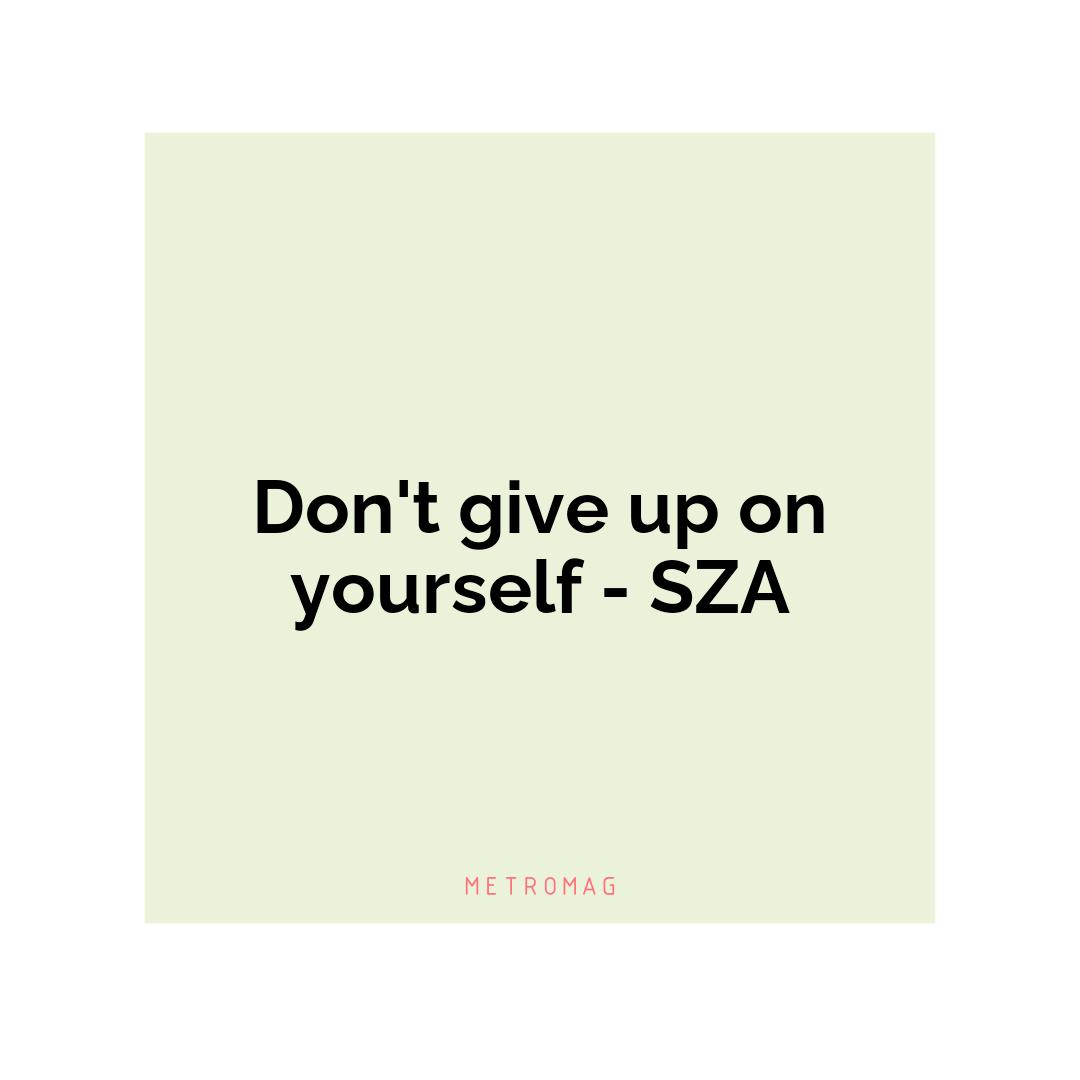 Don't give up on yourself - SZA