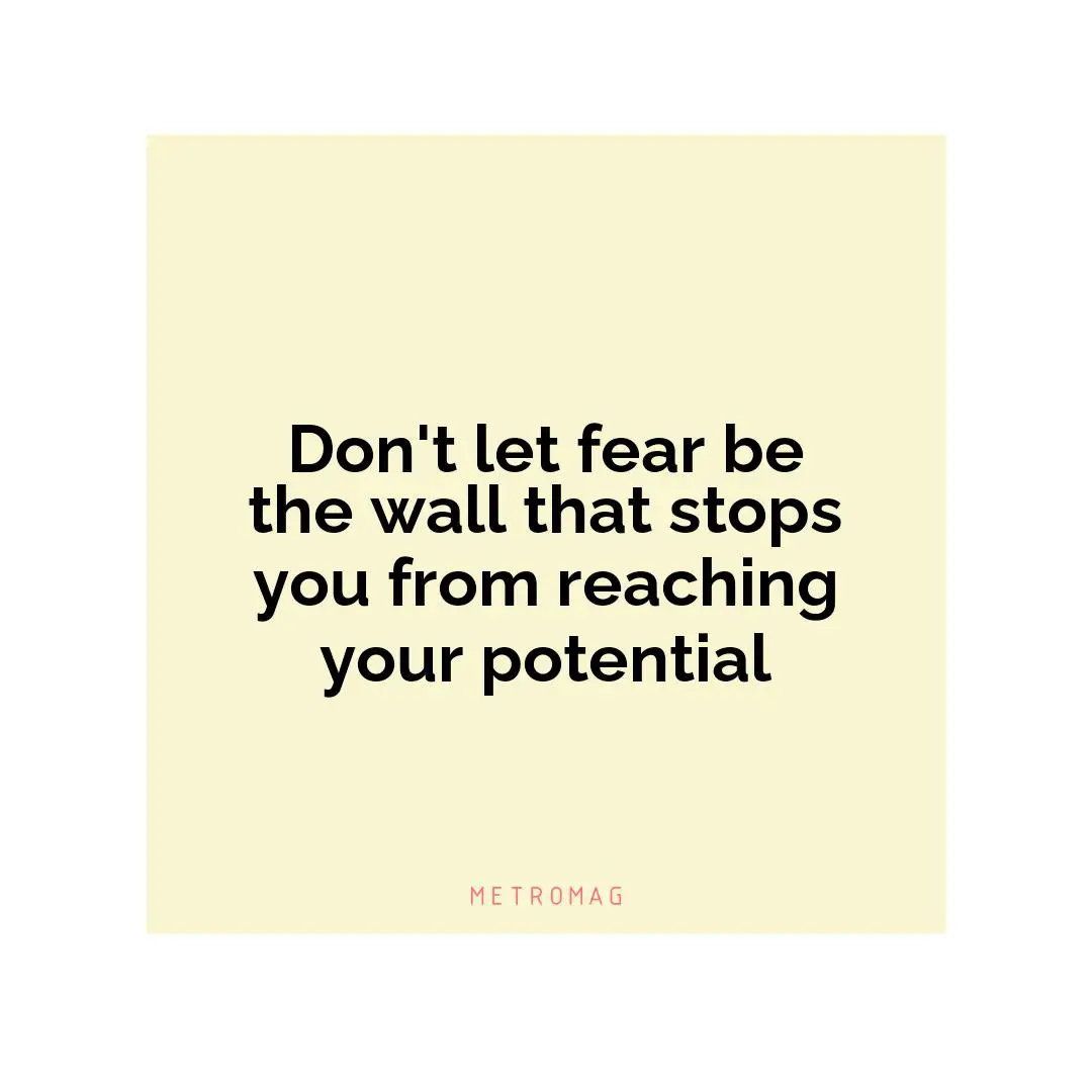 Don't let fear be the wall that stops you from reaching your potential