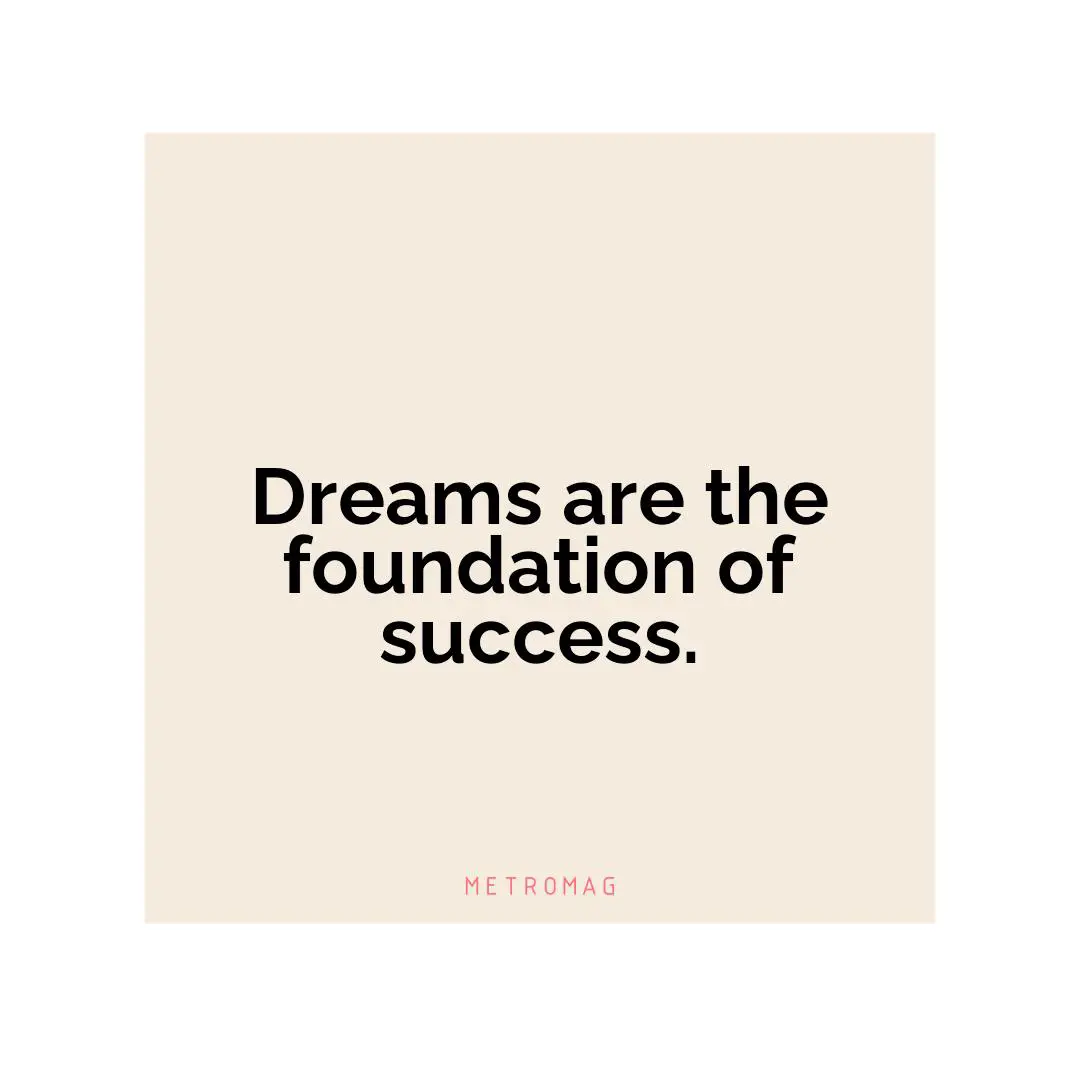 Dreams are the foundation of success.