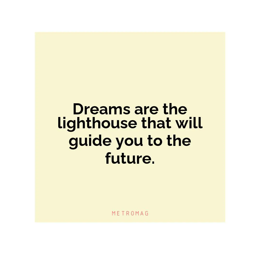 Dreams are the lighthouse that will guide you to the future.