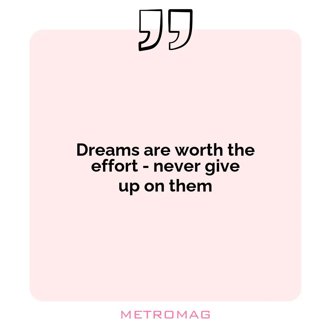 Dreams are worth the effort - never give up on them