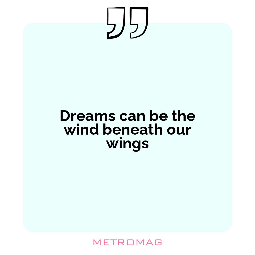 Dreams can be the wind beneath our wings