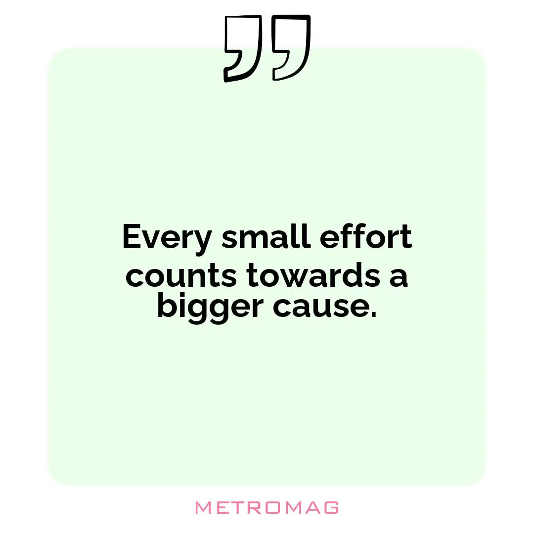 Every small effort counts towards a bigger cause.