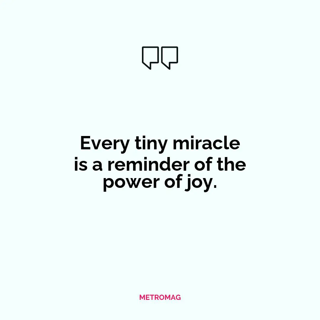 Every tiny miracle is a reminder of the power of joy.