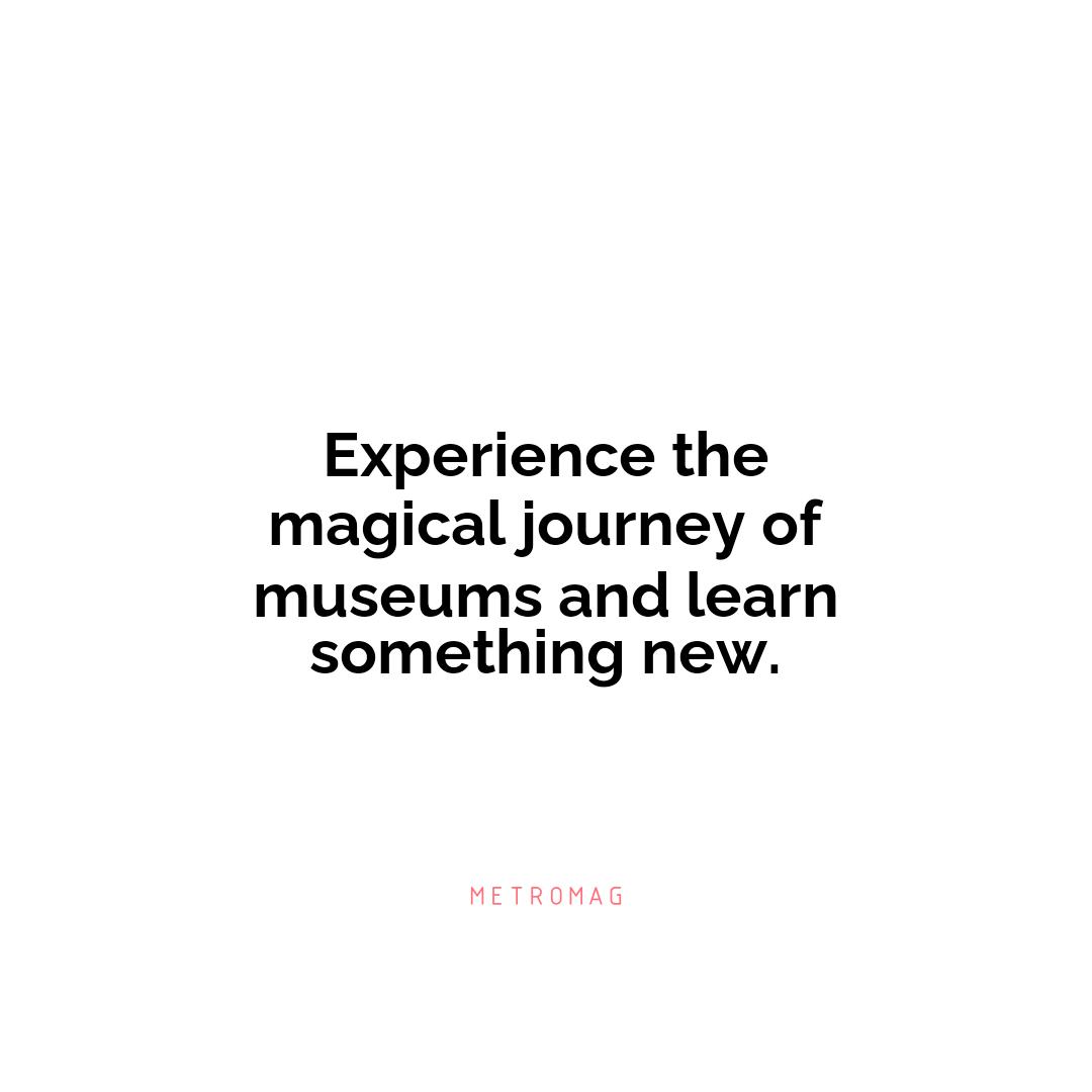 Experience the magical journey of museums and learn something new.
