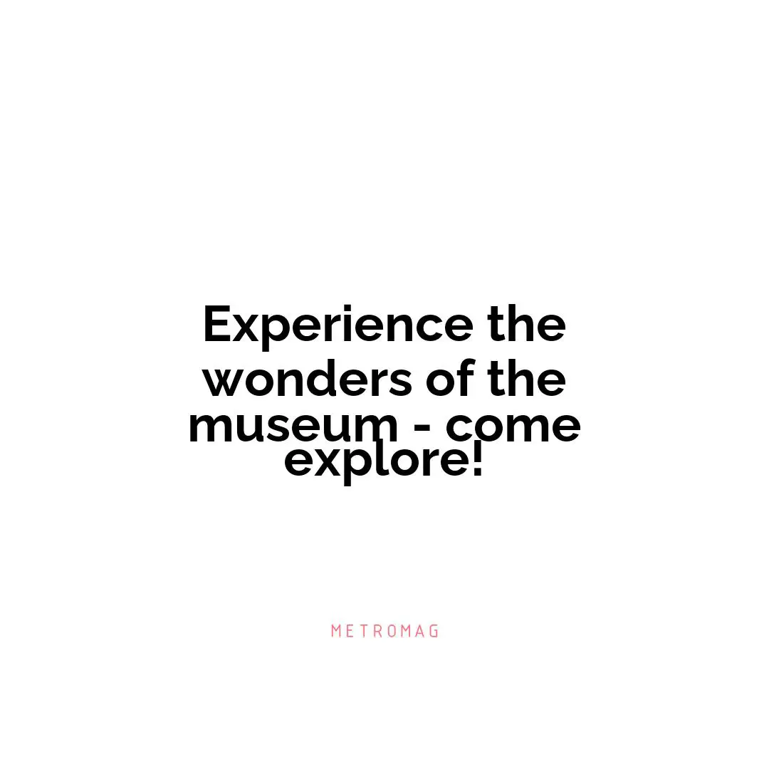Experience the wonders of the museum - come explore!