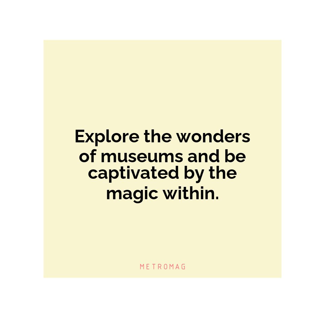 Explore the wonders of museums and be captivated by the magic within.
