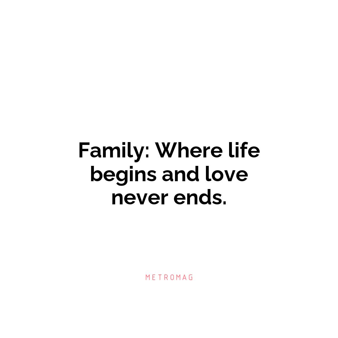 Family: Where life begins and love never ends.