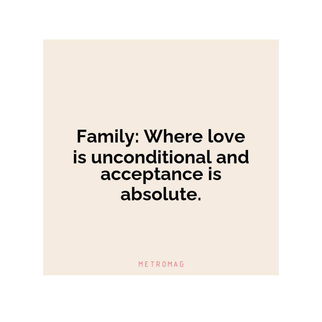 Family: Where love is unconditional and acceptance is absolute.