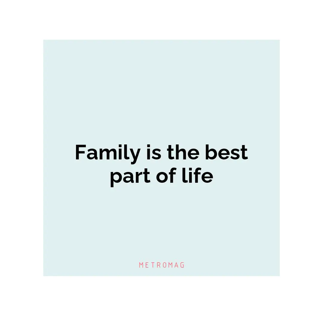 Family is the best part of life