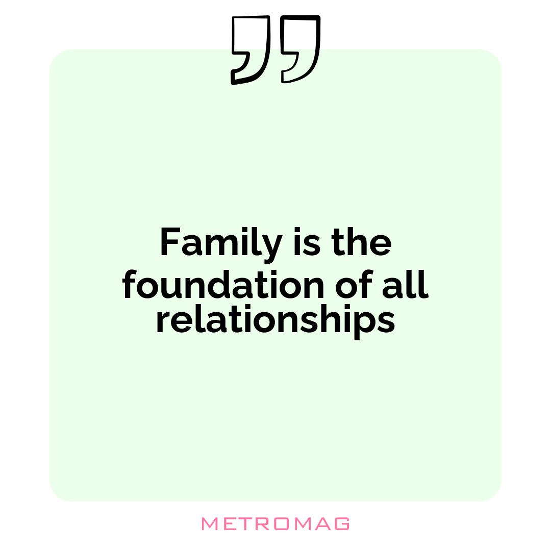 Family is the foundation of all relationships
