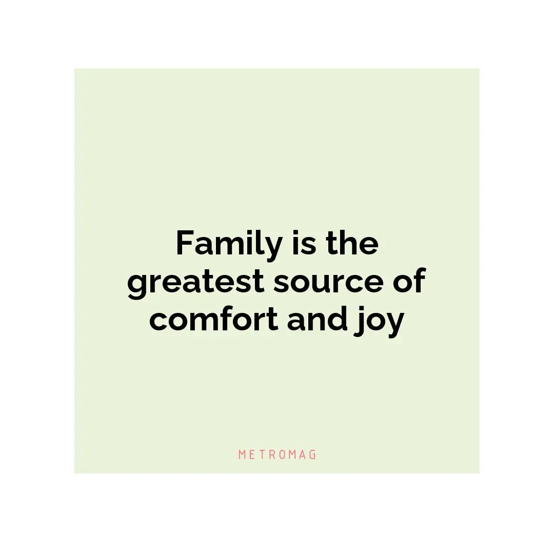 Family is the greatest source of comfort and joy