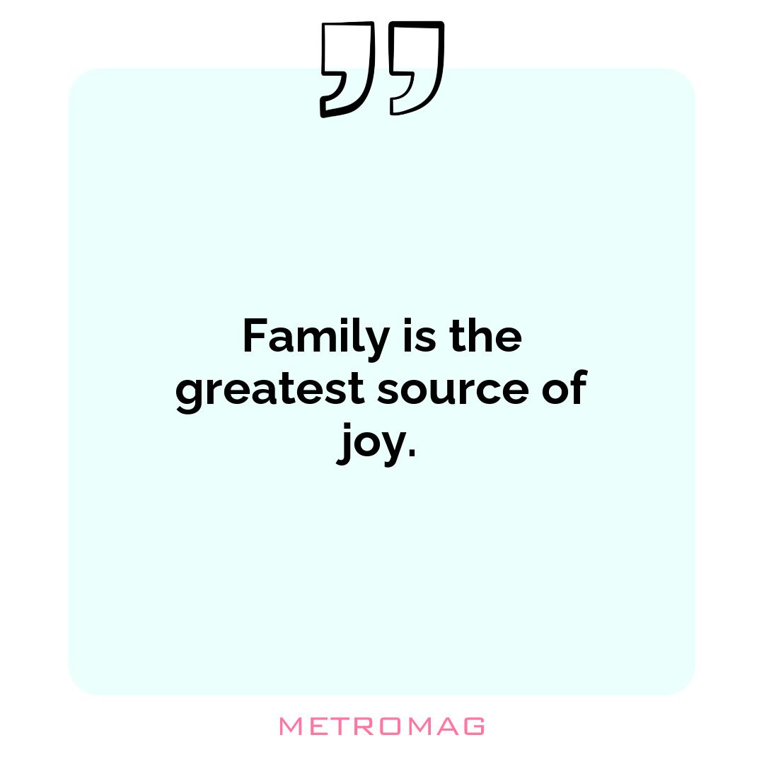 Family is the greatest source of joy.
