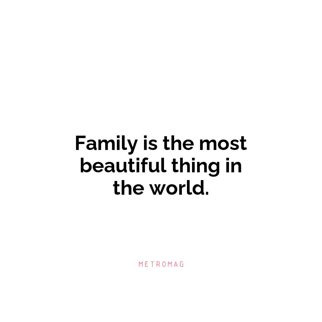 Family is the most beautiful thing in the world.