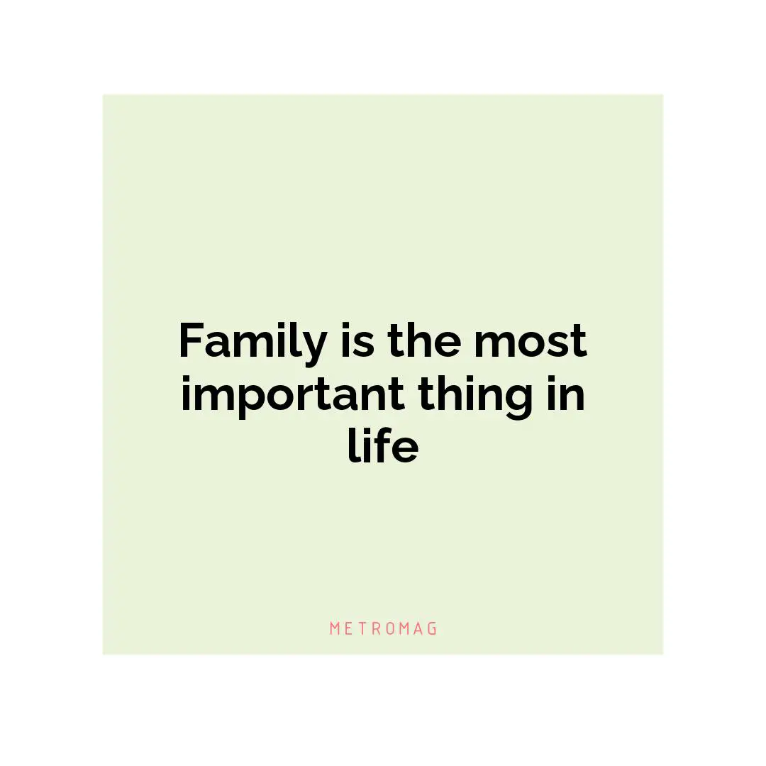 Family is the most important thing in life