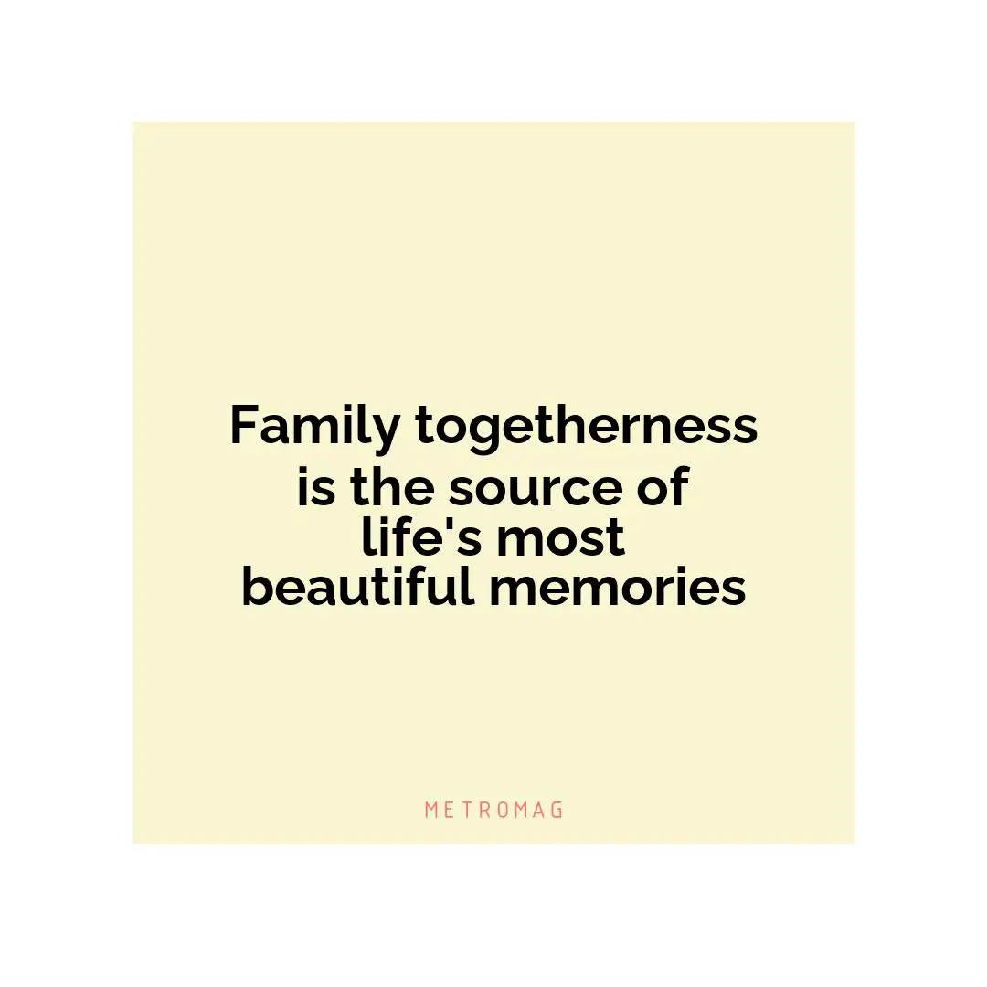 Family togetherness is the source of life's most beautiful memories