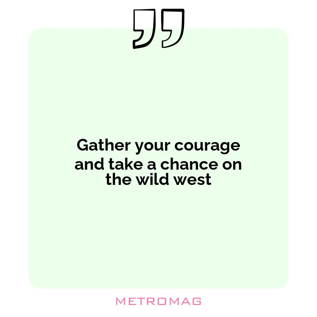Gather your courage and take a chance on the wild west