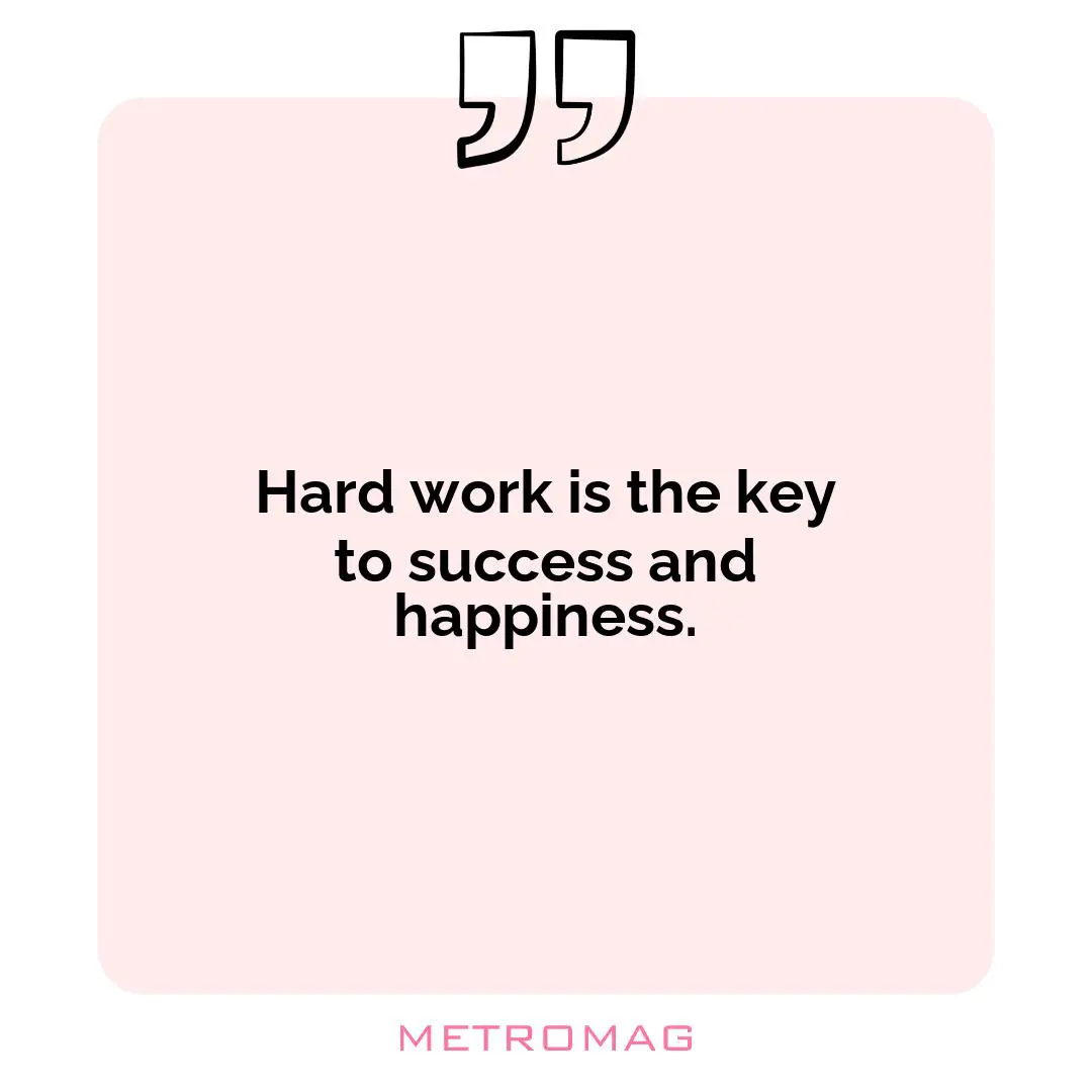 Hard work is the key to success and happiness.