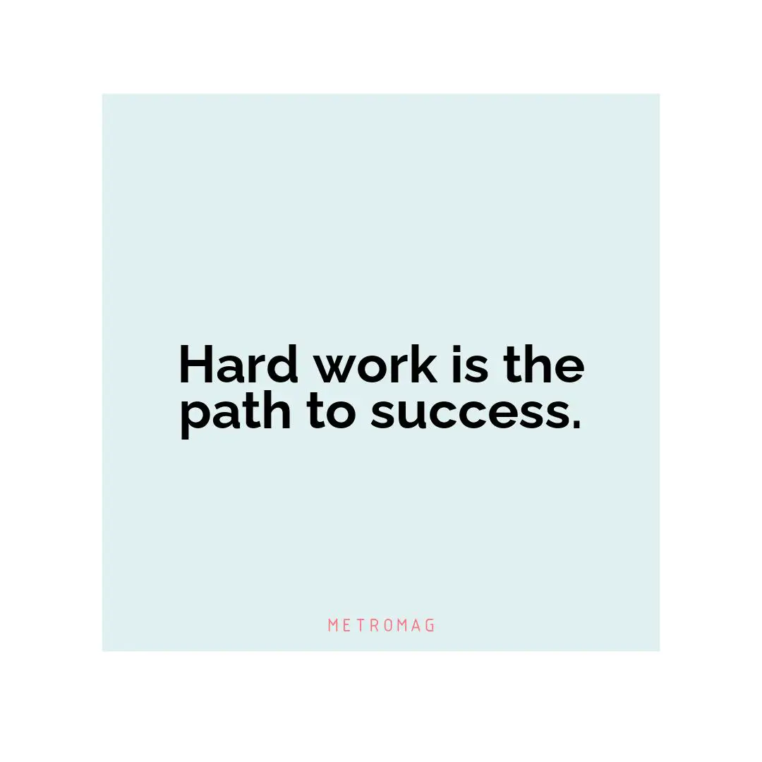 Hard work is the path to success.