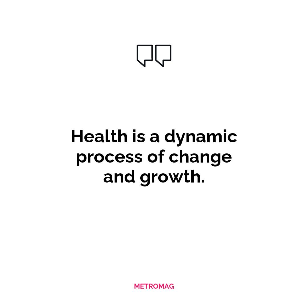 Health is a dynamic process of change and growth.