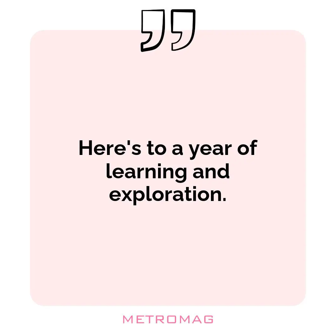 Here's to a year of learning and exploration.
