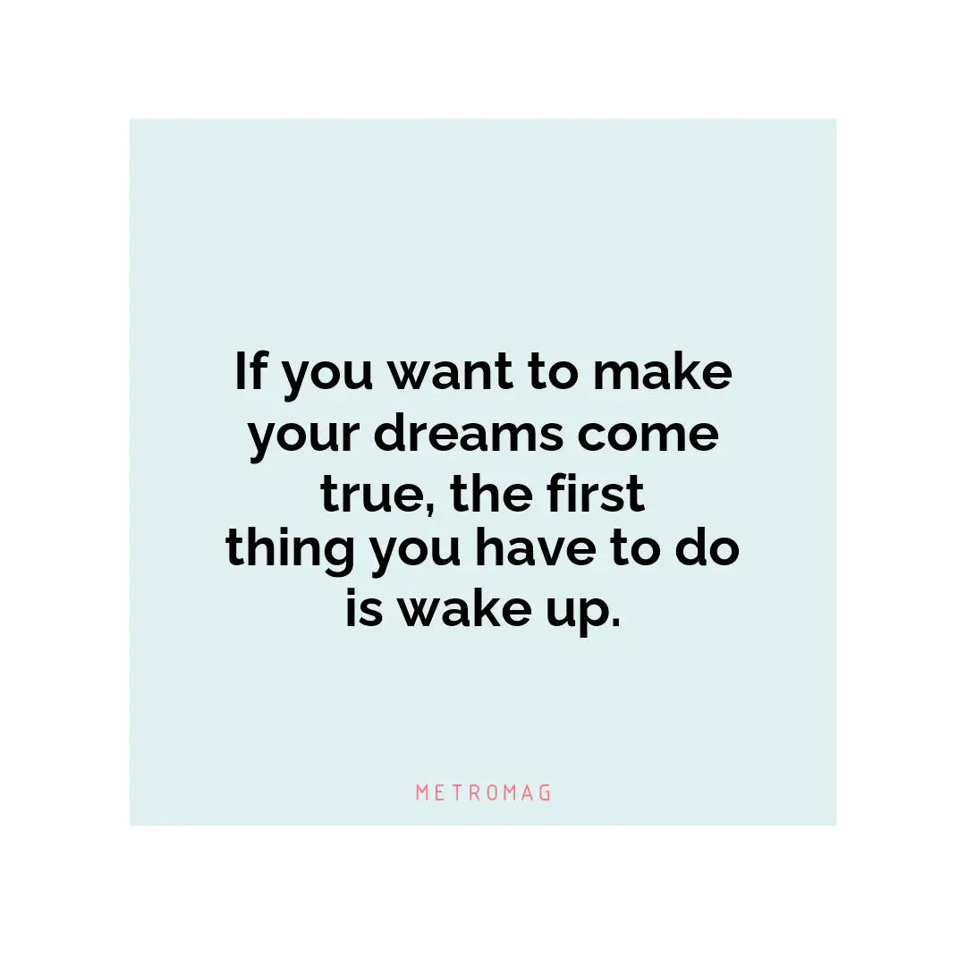 If you want to make your dreams come true, the first thing you have to do is wake up.