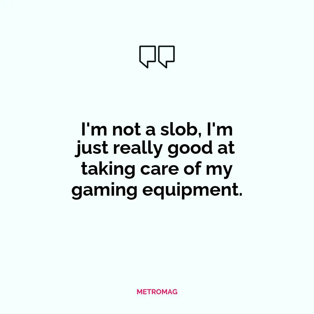 I'm not a slob, I'm just really good at taking care of my gaming equipment.