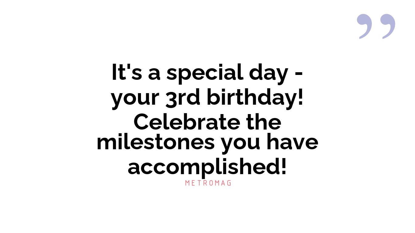 It's a special day - your 3rd birthday! Celebrate the milestones you have accomplished!